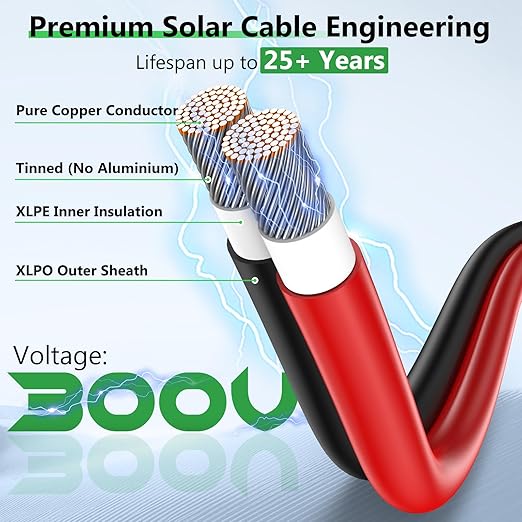 Solar to XT60i Extension Cable 12AWG 50FT XT60i Female to Male Connector for RV Foldable Solar Panel, Portable Power Station, Solar Generator