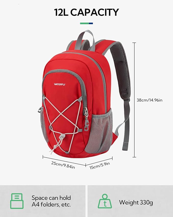 WATERFLY 12L Small Hiking Backpack: Day Pack Lightweight Travel Bag Camping Fitness Cycling Outdoor Sports Daypack For Women Men