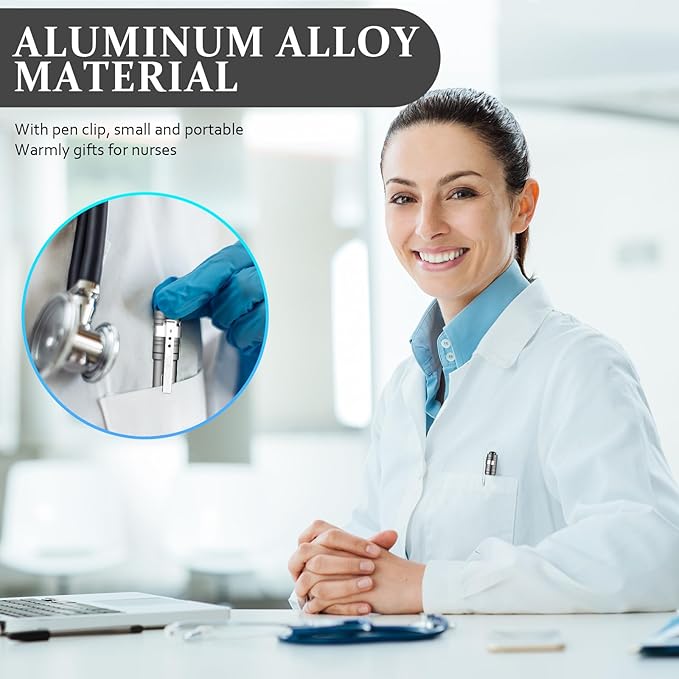 24 Pack Mini Pen Flashlights Bulk LED Pen Lights Aluminum Pocket Flashlights with Clips Small Handheld Torches Gifts for Camping Hiking Emergency Outdoor (Silver Gray)