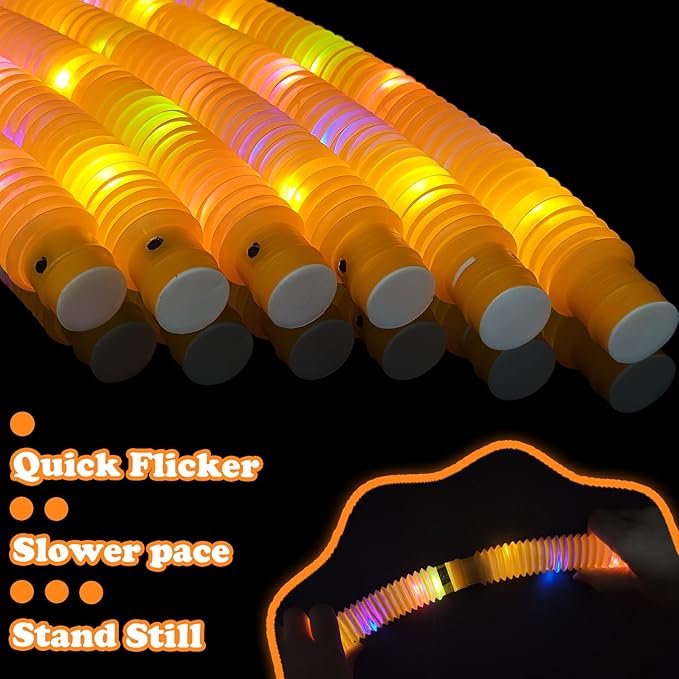 12 PCS Orange Glow Sticks Pop Tubes for kids,Halloween Light Up Necklaces Bracelets Accessories for Toddlers,Party Favors Decor Goodie Bags Boo Basket Stuffers Classroom Prizes Treats for Boys