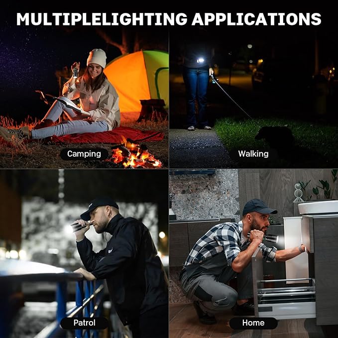 Flashlights Rechargeable LED High Lumens - 99,000LM Super Bright Flashlight, Adjustable Powerful Flash Light with 5 Modes, Waterproof Handheld Flashlight for Home, Camping(2 Pack)