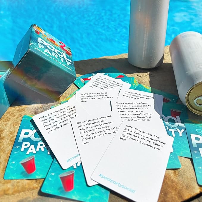 Pool Party Drinking Card Game | Hilarious Pool Drinking Game with 80 Cards | Perfect for Pool Days, Vacation, Game Night, 21st Birthday, or Bachelorette | New Drinking Game for Pool
