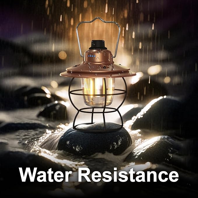 LED Camping Lantern Rechargeable Dimmable, Portable Vintage Outdoor Lantern 2700-6500K Waterproof, Hanging Retro Lamp Indoor Outdoor for Garden, Hiking, Emergency, Copper