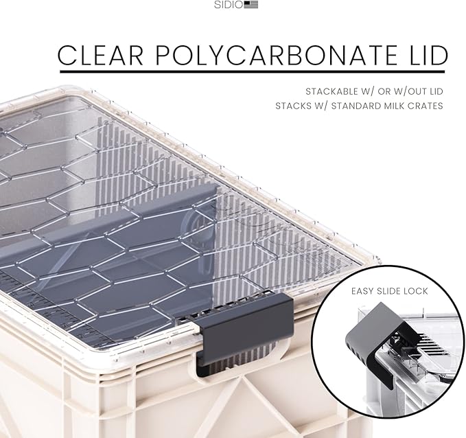 SIDIO CRATE Starter Pack - Two Full Size and One Half Size SidioCrate, Stackable Outdoor Organizer Storage Bins with Clear Lid and Dividers - CAMO Variety Pack