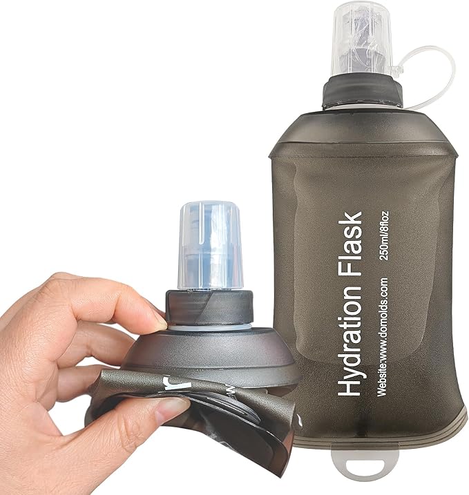 250ml Soft Flask, Soft Water Bottle for Hydration Packs, Running, Hiking, Cycling and Climbing - Gray