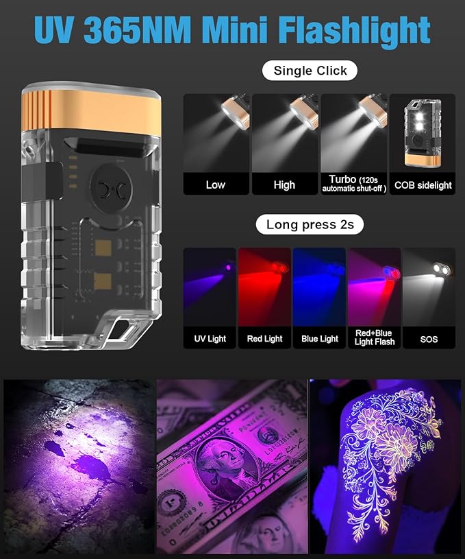 Flashlights High Lumens Rechargeable- Super Bright Tactical LED Flashlight,Powerful USB C Flash Light with 360°COB, Long Beam 3280Ft,7 Modes for Emergency,Gift-365nm UV Light