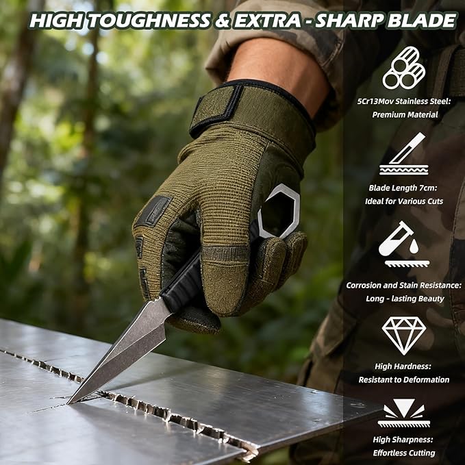 KOFERY Fixed Blade Knife with Sheath - Practical Tool for Everyday Carry, Outdoor Adventures, and Self Defense Requirements(Black)