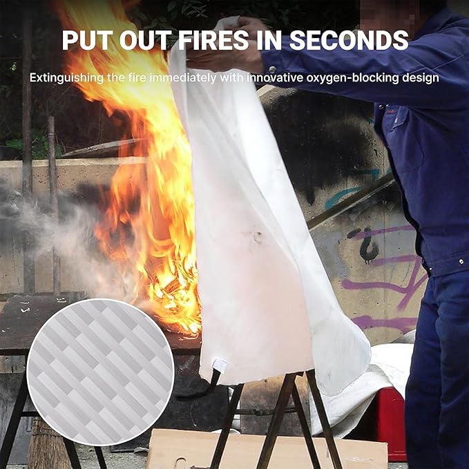 Lancryen 2025 Emergency Fire Blanket, Fire Extinguisher Blanket, Fire Suppression Fabric Flame Retardant Towel Flame Safety Cloth for Home, Kitchen, School, Grill, Car, Office, Warehouse(40” x 40”)