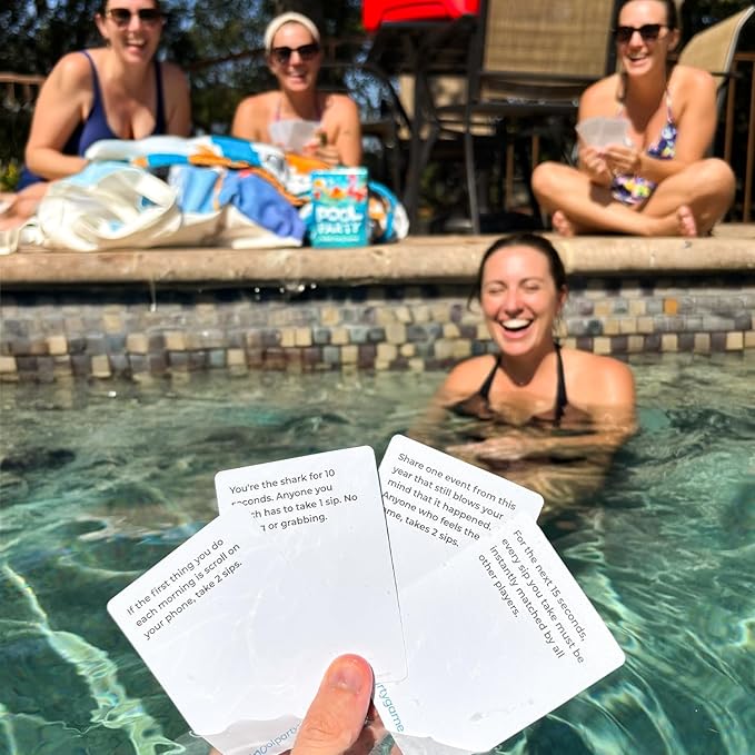 Pool Party Drinking Card Game | Hilarious Pool Drinking Game with 80 Cards | Perfect for Pool Days, Vacation, Game Night, 21st Birthday, or Bachelorette | New Drinking Game for Pool