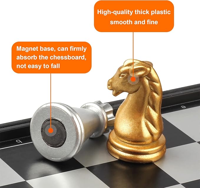 3 in 1 Magnetic Chess Set - 6.69" Portable Folding Board with Chess, Checker, Ludo Games | No Stress Travel Essentials for Beginners & Professionals, Indoor Outdoor Use