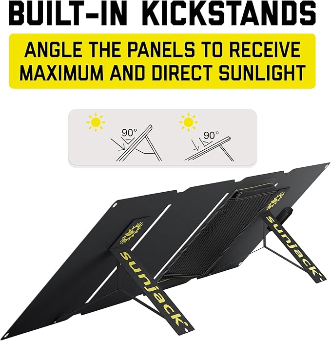 SunJack ??40 Watt Foldable Solar Panel, ETFE Waterproof Portable Solar Panel with Kickstands, USB-C PD30W, USB-A QC3.0, DC Output, Solar Panels for Camping, Hiking, Emergency Power
