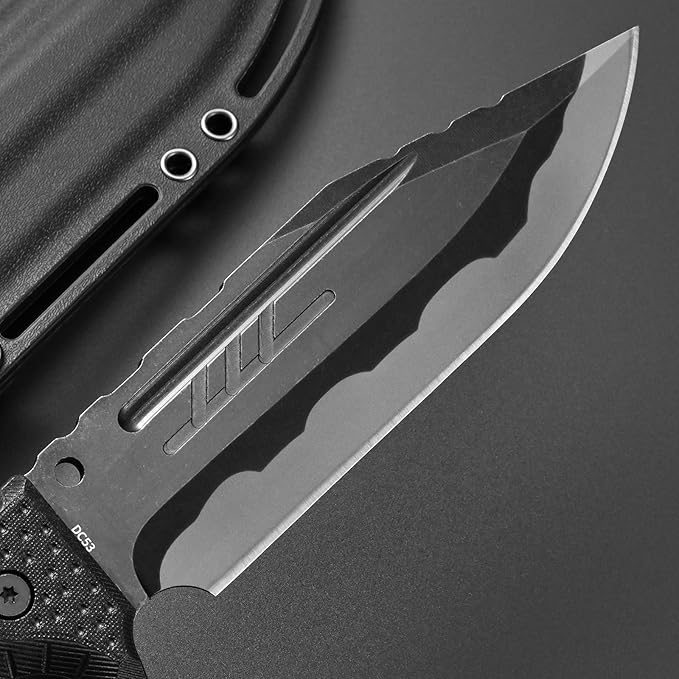 GTK8 Fixed Blade Knife DC53 Steel Blade Full Tang Nylon Fiberglass Handle EDC Fixed Knifes for Outdoor Working Camping Bushcraft(black)