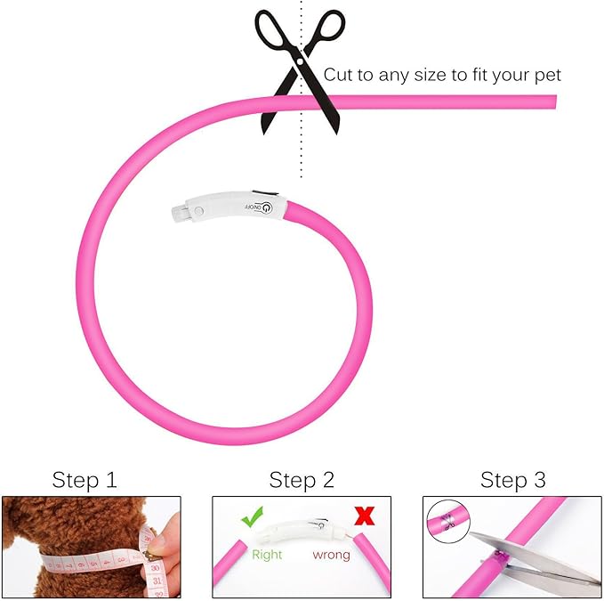 2 Pack LED Dog Collar, Rechargeable Light Up Dog Collars, Dog Collar for Night Walking, Improved Dog Safety & Visibility at Night, 3 Flashing Modes,LED Lights Fits for Small Medium Large Dogs