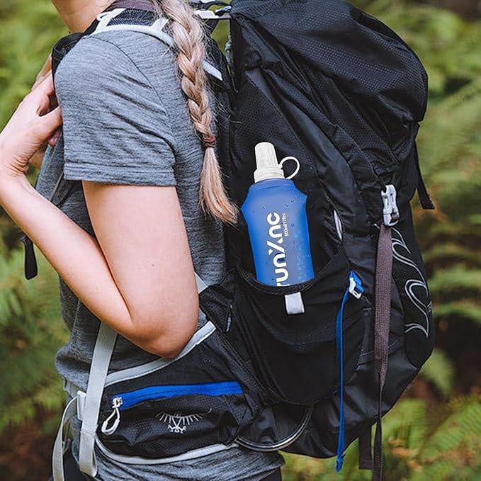 Hydration Soft Flask Running Water Bottle - Squeeze Water Bottles Portable Lightweight Foldable with Dust Cover