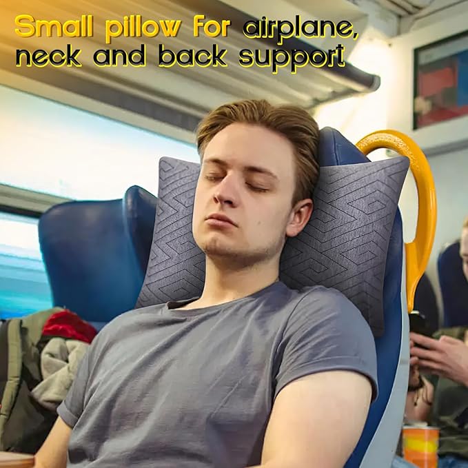 Travel Pillow for Sleeping Camping, Memory Foam Small Pillow with Breathable Cover for Backpacking, Airplane, Car (17.5 x 12 Inch)