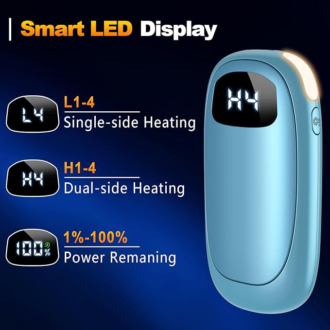 Hand Warmers Rechargeable - Electric Hand Warmers, Max 20 Hrs Warmth 4 Levels Heat Up to 131?? Dual-Side Heating Portable Reusable Pocket Heater 2 Pack for Raynauds, Hunting, Camping, Golf