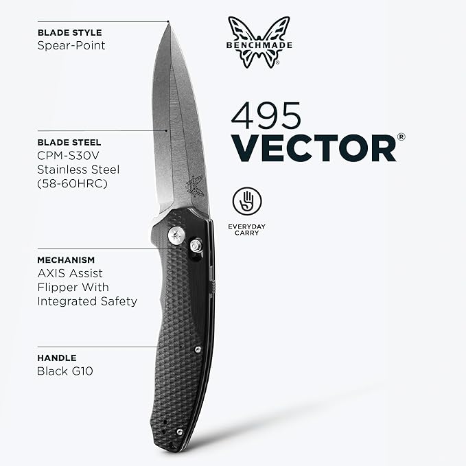 Benchmade - Vector 495 EDC Knife with Black G10 Handle (495)