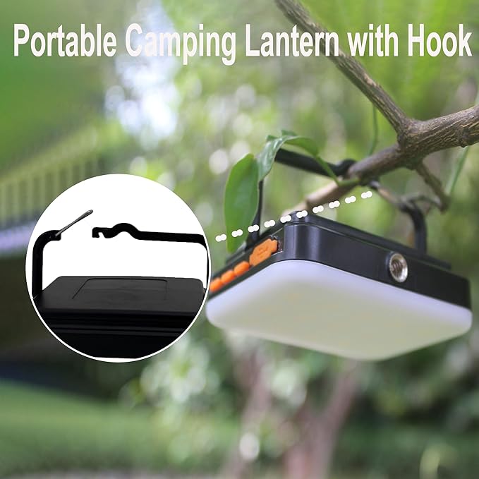 Tent Lights for Camping, Rechargeable Camping Lights for Tent, Camping Tent Light RGB Lights with 8 Light Modes IP65 Waterproof Magnetic Function for Outdoor Emergency Fishing Tent(Black)