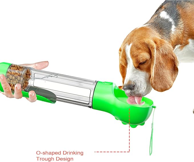 DoqiPaw Dog Travel Water Bottle Leak Proof No Spill Lead Leash Waterer Feeder Accessory Alternative to Dispenser Portable Pet Bowl Large Dogs(500ml) (Green)