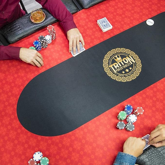 Triton Premium Portable Poker Table Mat 10 Player + Triton Premium Poker Playing Cards for Texas Holdem Poker