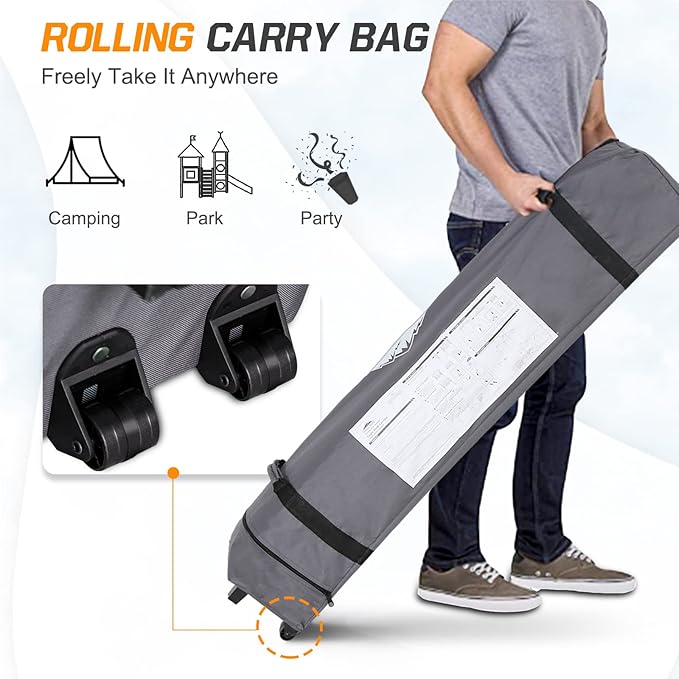 EAGLE PEAK Pop Up Canopy Tent with Wheeled Carry Bag, 8 Stakes, 4 Ropes, 4 Weight Bags, Easy Set Up Tent Canopy, 10x10 ft, 100sqft of Shade, Brown Cow Print