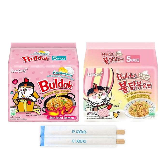 KF GOODIES Korean Ramen Variety Pack Gift Box (10 Count) – Spicy Buldak Noodle Assortment for Birthdays, College Care Packages, Office Snacks, and Gift Baskets