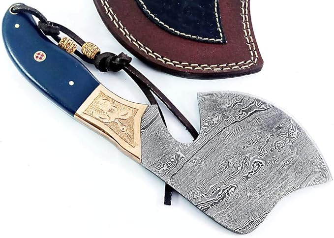 Damascus Steel Blade Axe Hatchet Tomahawk Hunting Knife Camping Hiking SM46