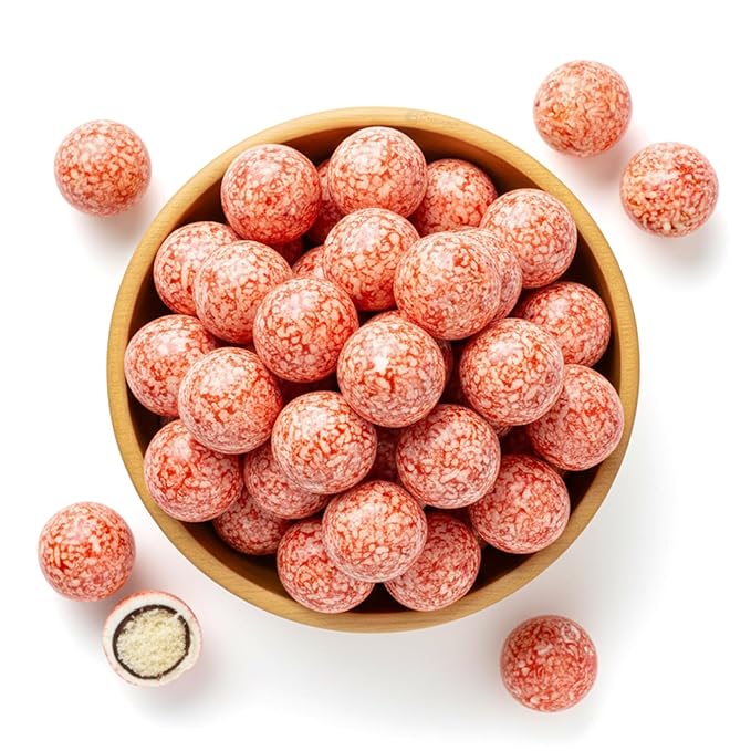 NY Spice Shop Strawberry & Creme Chocolate Malt Balls Party Decorations - 1 Pound Malted Milk Ball Candy Birthday Gifts - Chocolate Malted Milk Ball - Dark Chocolate Malt Balls Holiday Snacks