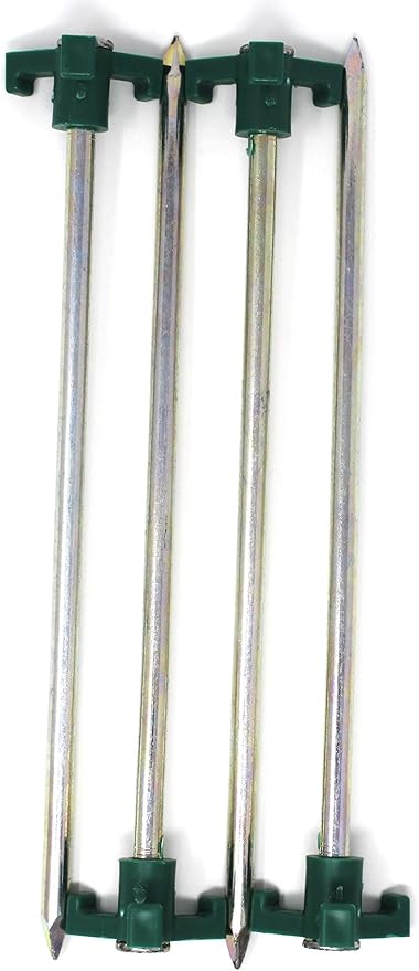 Tricc Unbreakable Heavy Duty Steel Tent/Canopy Stakes, Galvanized Non-Rust 10" Three Pegged Solid, Sturdy Stakes for Outdoor Trips, Camping, Hiking & Gardening. 4 Colors Made in The USA (Green)