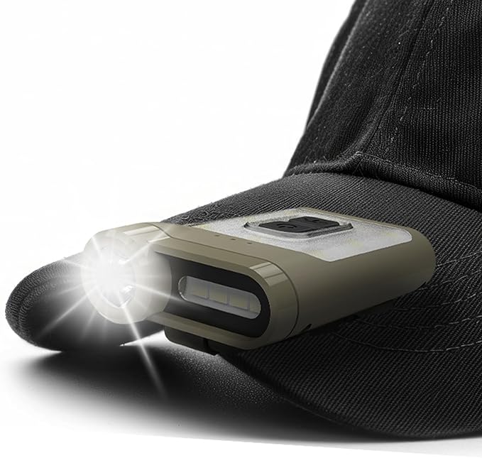 Claymore Capon 65A+ Tan Ultra-Light Clip-On Cap Light ??USB-C Rechargeable 230LM LED Compact Headlamp | 3 Modes IP54 Water-Resistant Up to 19 Hrs Runtime for Camping, Running, Outdoor