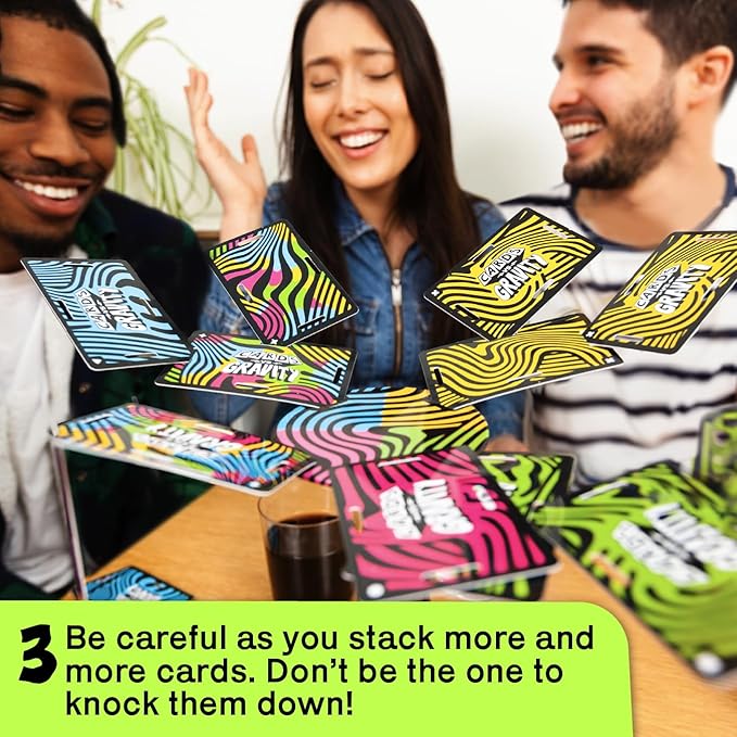 Cards vs Gravity: Ultimate Stacking & Balancing Card Game | Waterproof Board Game for Family Fun, Holidays & Game Nights | 2-4 Players