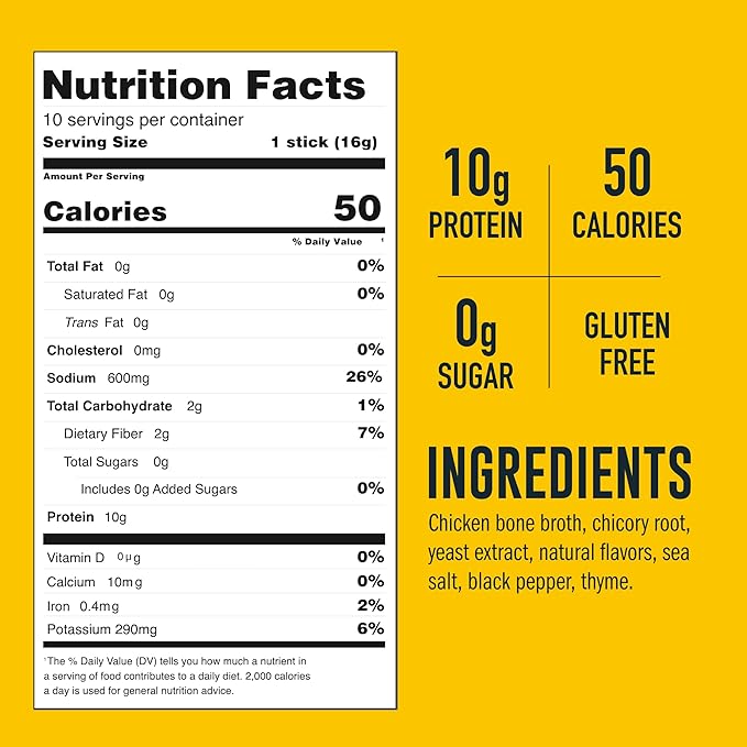 LonoLife Chicken Bone Broth Powder Mix | 10g Protein | Collagen-Rich, Keto & Paleo Friendly | Natural Ingredients | 10 Portable Stick Pack Servings