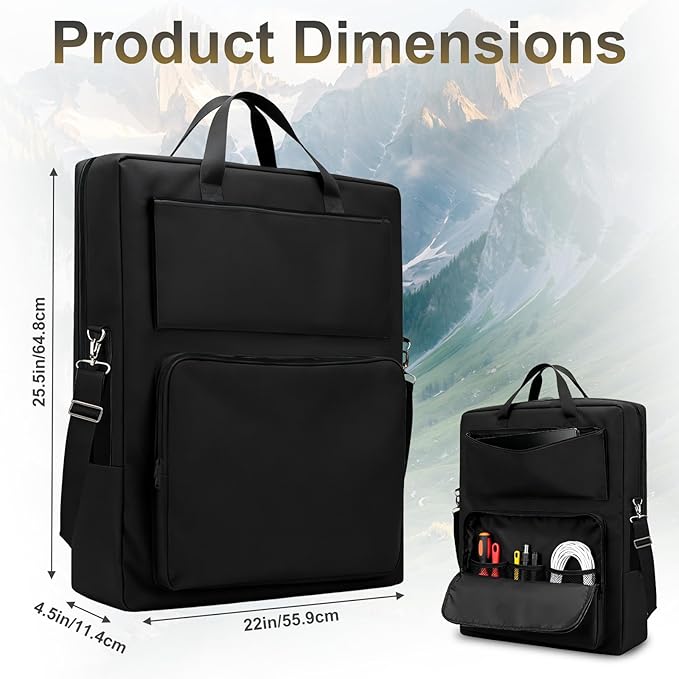 Jfxgjuv Solar Panel Storage Bag Compatible with Jackery SolarSaga 100W 100X 200W, Travel Carrying Case with Deepened Opening, Zipper with Pull and Multi-Accessory Space Solar Panel (Black)