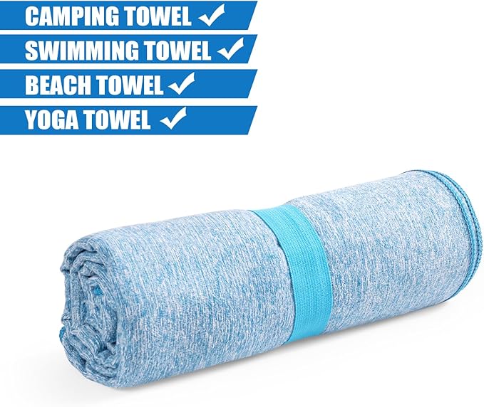 Quick Dry Microfiber Camping Towel Large for Beach Travel Body Yoga Swimming Pool Hiking(Blue, 30X60 Inch)