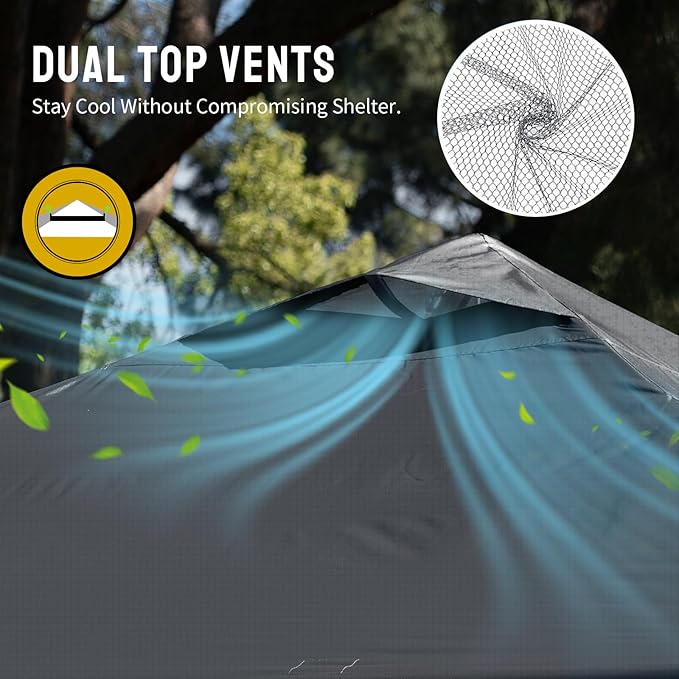 CROWN SHADES 10x10 Pop Up Canopy - Beach Tent with One Push Setup - Easy Outdoor Sun Shade Shelter for Events, Parties - Gazebo with STO-N-Go Cover Bag, Silver Coated Top, Grid Grey