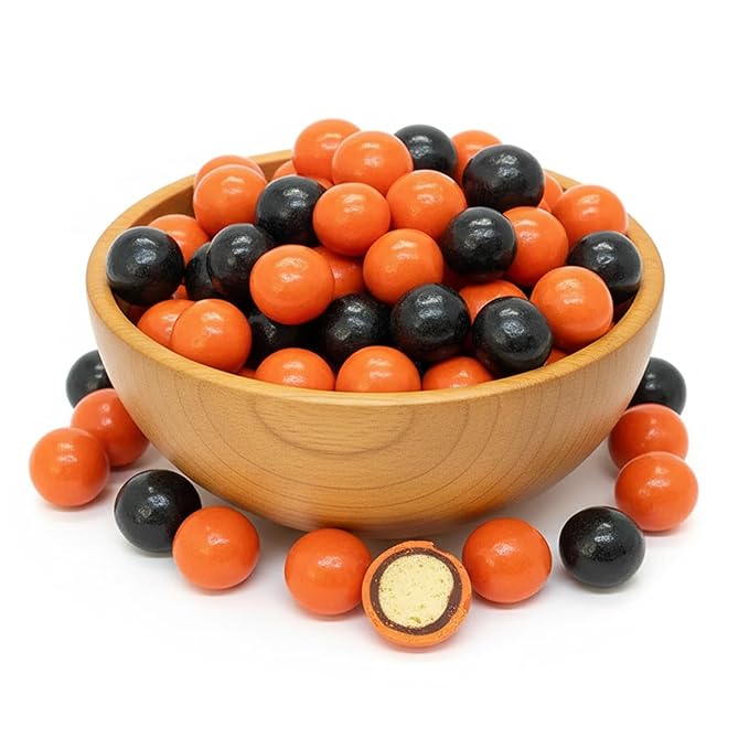 NY Spice Shop Orange & Black Dark Chocolate Malt Balls - 3 Pound Malted Milk Ball Candy Gifts - Chocolate Malted Milk Balls - Dark Chocolate Malt Ball Snacks