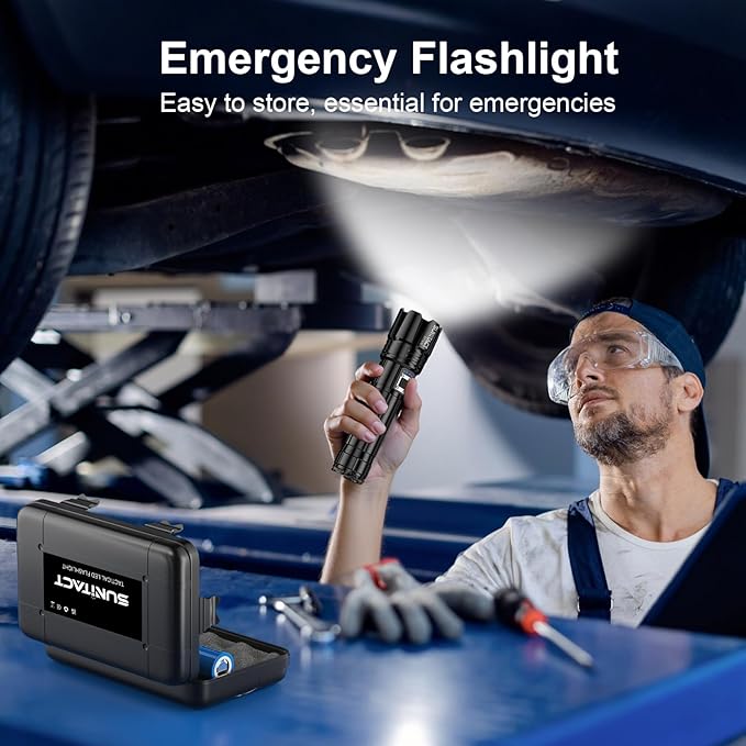 Flashlights High Lumens, Rechargeable Flashlight Led 2000 Lumen XHP70.2, Super Bright Flash Light, High Powered Handheld Flashlights for Emergency Camping Gift, IP67 Waterproof, Adjustable