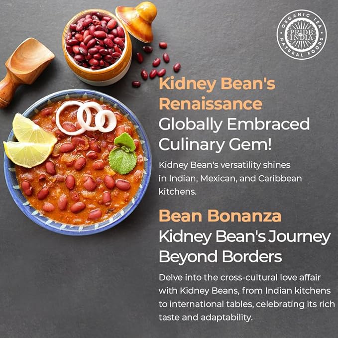 Pride Of India - Indian Whole Dark Kidney Beans - Protein & Fiber Rich Rajma, 1.5 Pound Jar