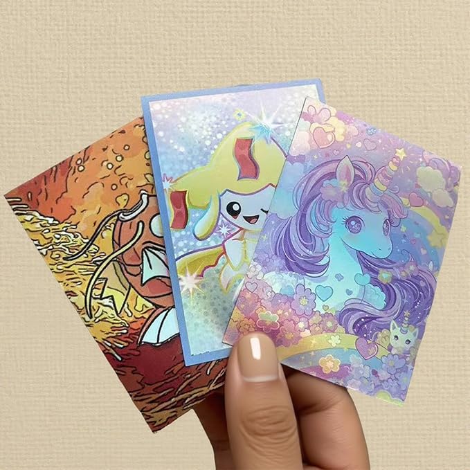 Custom Holographic Card Sleeves No Border, Laser Flashing Shiny Design, Make Your Own Trading Collectible Card Protector, Compatible with Magic The Gathering – MTG, TCG, OCG, Borderless