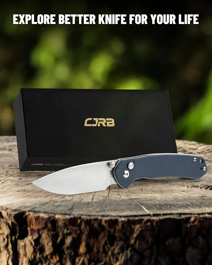 CJRB Folding Knife Pyrite (J1925) AR-RPM9 Blade and Stainless Steel Handle EDC Pocket Knife with Clip Blue
