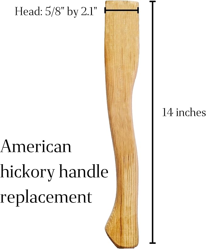 1 pack American Hickory Axe handle replacement for 14" axes that use 1-1/4 pound heads Complete Set with Wooden and Steel Wedges - Hatchet handle replacement - hickory hatchet handle replacement axe