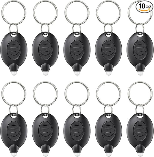 Uniclife 10 Pack LED Keychain Flashlight Mini LED Keychain Light 12 Lumen Portable Ultra Bright Battery Powered Key Ring Torch for Outdoor Camping Hiking and Emergency Lighting, Black Shell