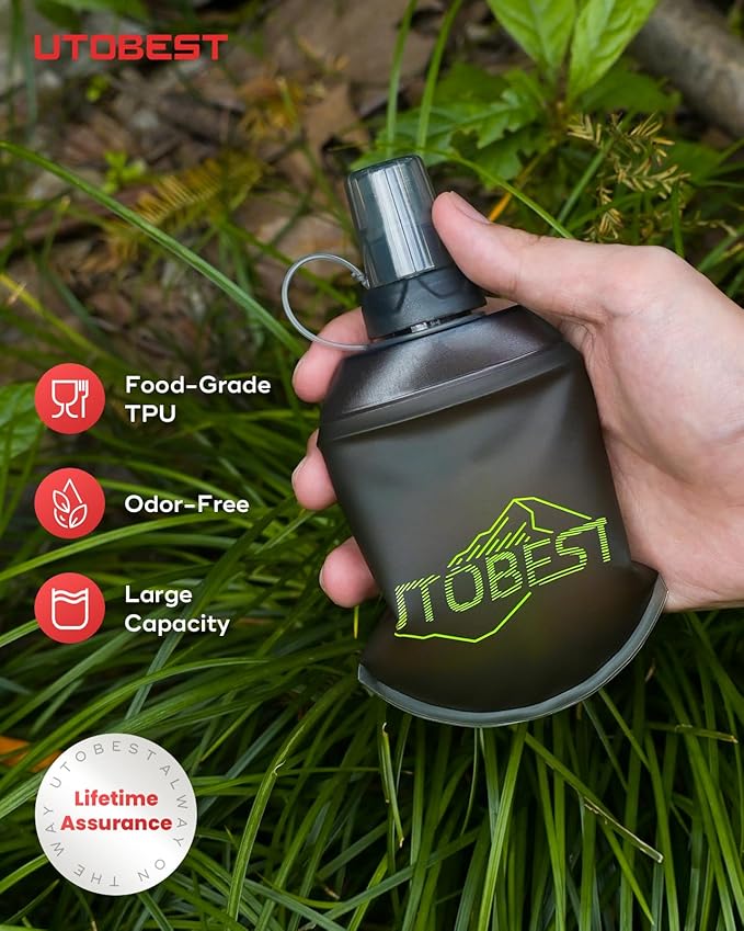 Soft Flask, 1 Pack Flexible TPU Hydration Water Bottle, Collapsible for Running, Hiking, Cycling, Climbing, and Marathon