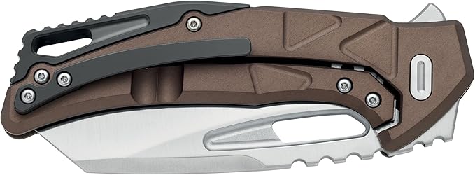 Fox Knives Chronos FX-552 ALBR Premium Folding Knife 3.54in CPM MagnaCut Steel Blade, Reverse Tanto, Frame Lock, Tip-up Carry, EDC Pocket Knife, Made in Italy (Bronze Anodized Aluminum)