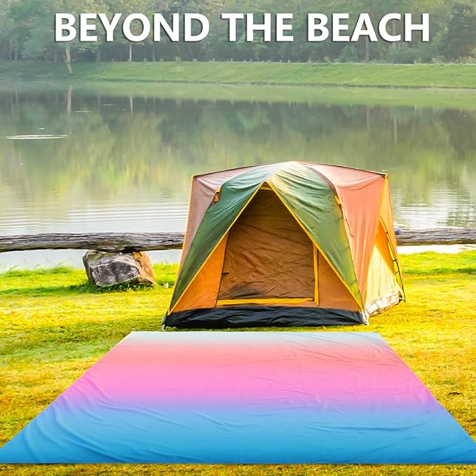 Beach Blanket Waterproof Sandproof Beach Mat 79" X 83"/10'x9'for 2-8 Adults Quick Drying Outdoor Picnic Mat Beach Accessories for Travel, Camping, Hiking