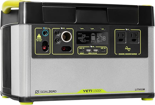 Goal Zero Yeti Portable Power Station - Yeti 1500X w/ 1,516 Watt Hours Battery Capacity, USB Ports & AC Inverter - Rechargeable Solar Generator for Camping, Travel, Outdoor Events, Off-Grid & Home Use