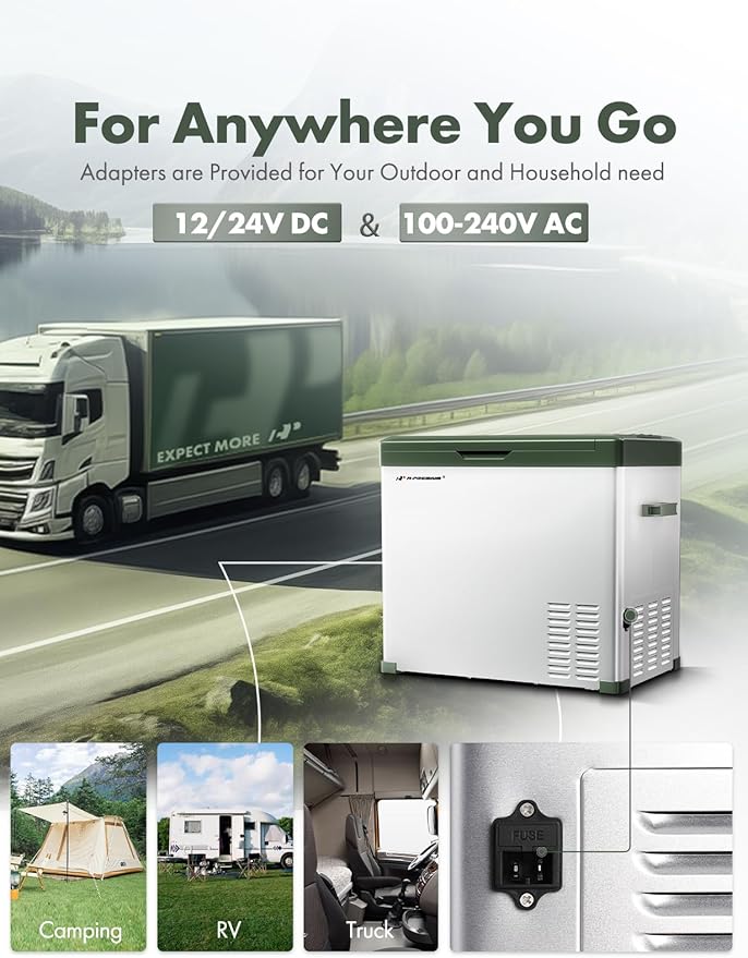 A-Premium 12 Volt Refrigerator 47QT/44.7L Portable Car Fridge Cooler (w/ ABS777 Cover), -4°F~68°F Fast Cooling with 12/24V DC & 110-240V AC for Roadtrip, Camping, Travel, RV, Fast Cooling & Two Modes