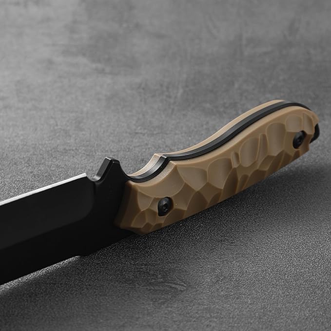 Fixed Blade Knife with Sheath, 5.04" Blade in 5cr14mov Steel, Tactical for Men, Survival Knife with ABS Handle,Full Tang Design Khaki-Black
