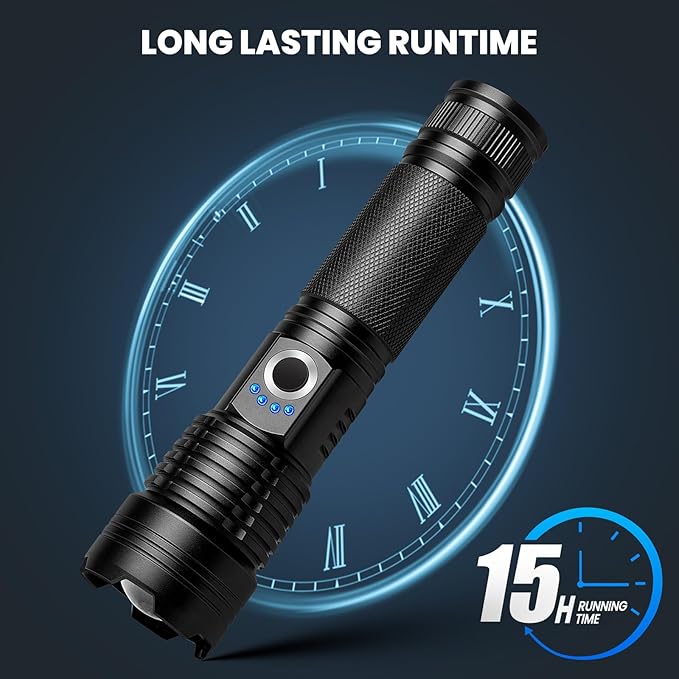 Flashlight Rechargeable 90,000 High Lumens - 3 Pack Bright LED Flash Light with 5 Modes, Handheld Waterproof Linterna for Camping, Home, Outdoor