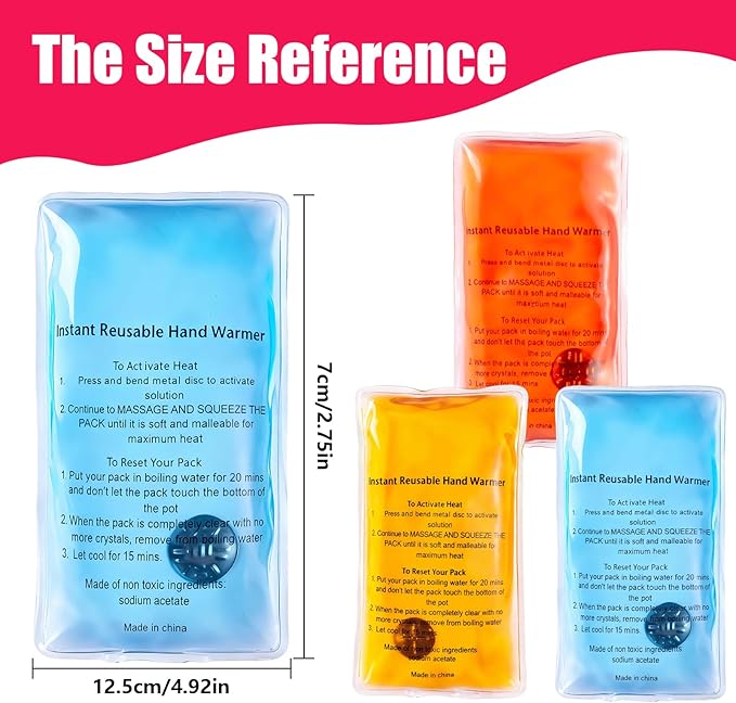 Reusable Snap Portable Lasting Heating Hands Heater,Pouch Gel Cute Long Lasting Warmth for Camping, for Women Men